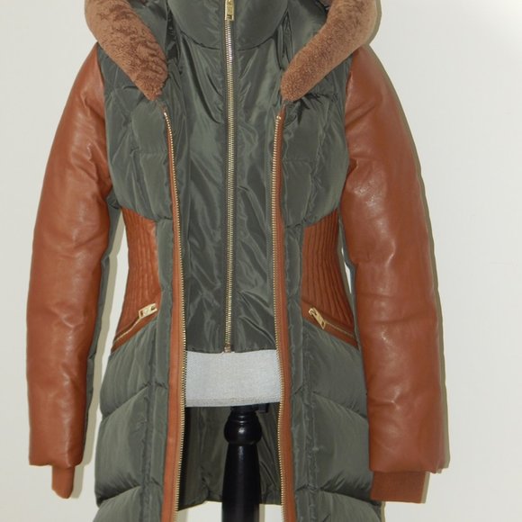 NB Series by Nicole Benisti COURVECHAL Two- tone Quilted Down Coat Fur Trim NWT - Picture 7 of 12